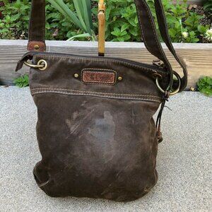 FOSSIL Vintage Microfiber Crossbody Travel Purse Women's Brown Shoulder Bag‌